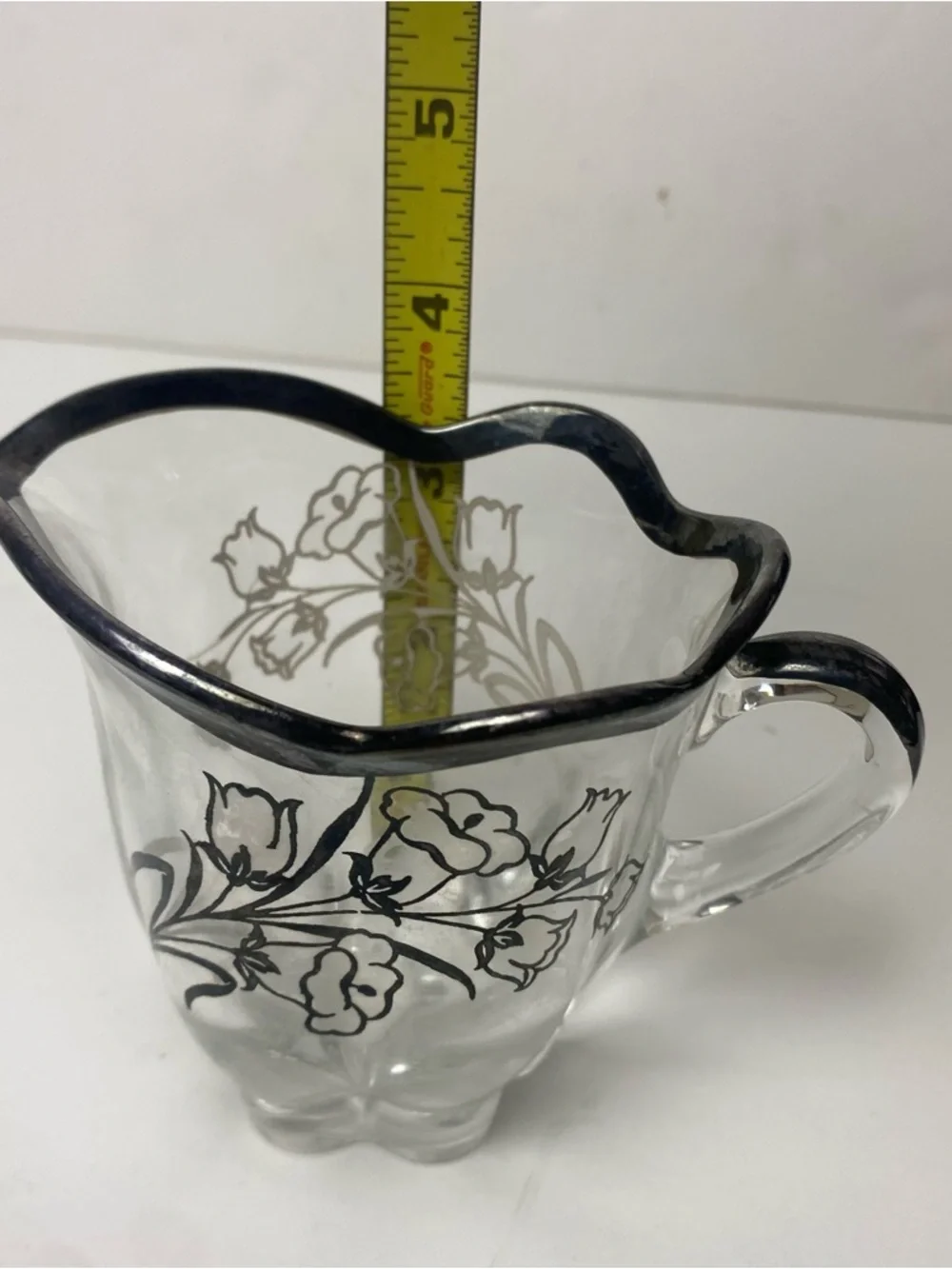 Vintage Duncan & Miller Canterbury‎ Sugar & Creamer Set Floral Silver Rim